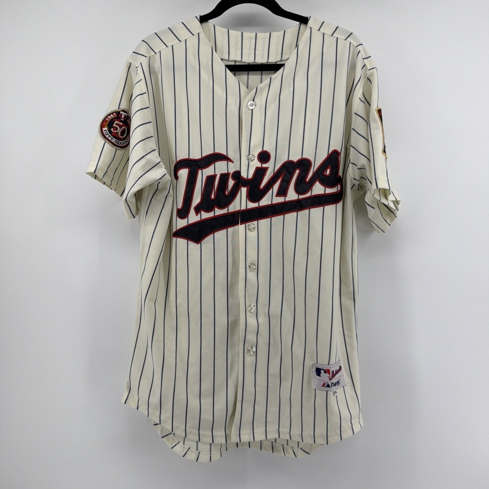 Majestic Minnesota Twins Authentic MLB Jersey Size 48 50 Seasons Patch
